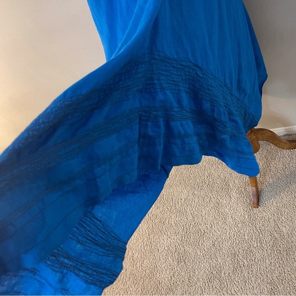 Eileen Fisher Linen Embroidered Boho Chic Midi Dress Sleeveless Resort Vacation - Picture 4 of 7